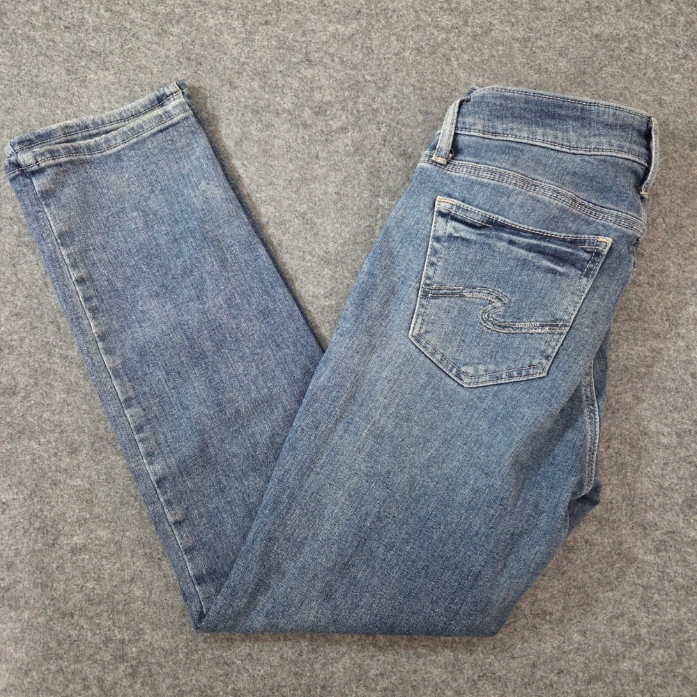Silver Jeans Suki Straight Jeans Womens 31x29 Button Fly Light Wash Distressed